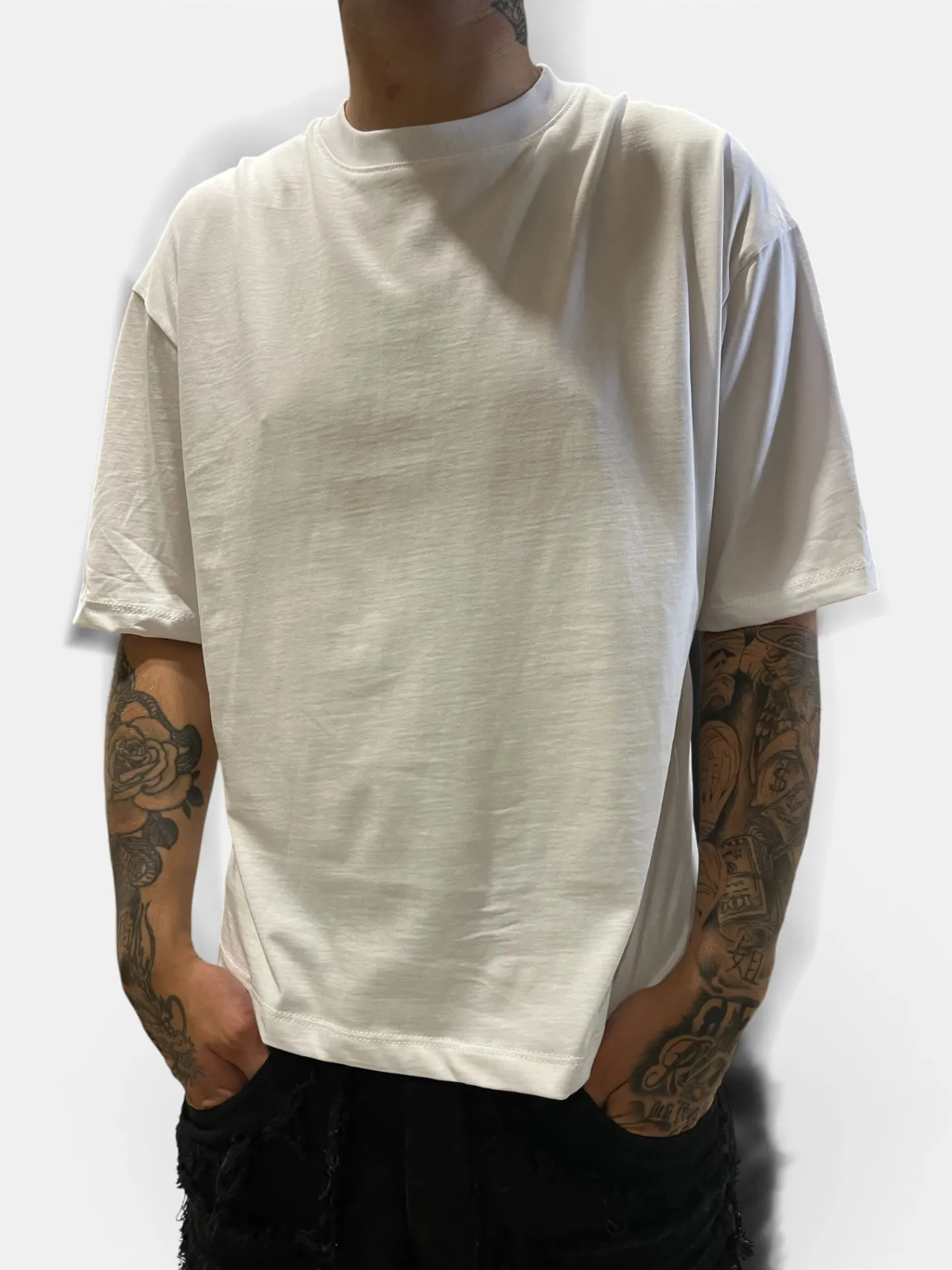 T-Shirt Oversize "Vive Feliz" - Bianco - Thumb 2