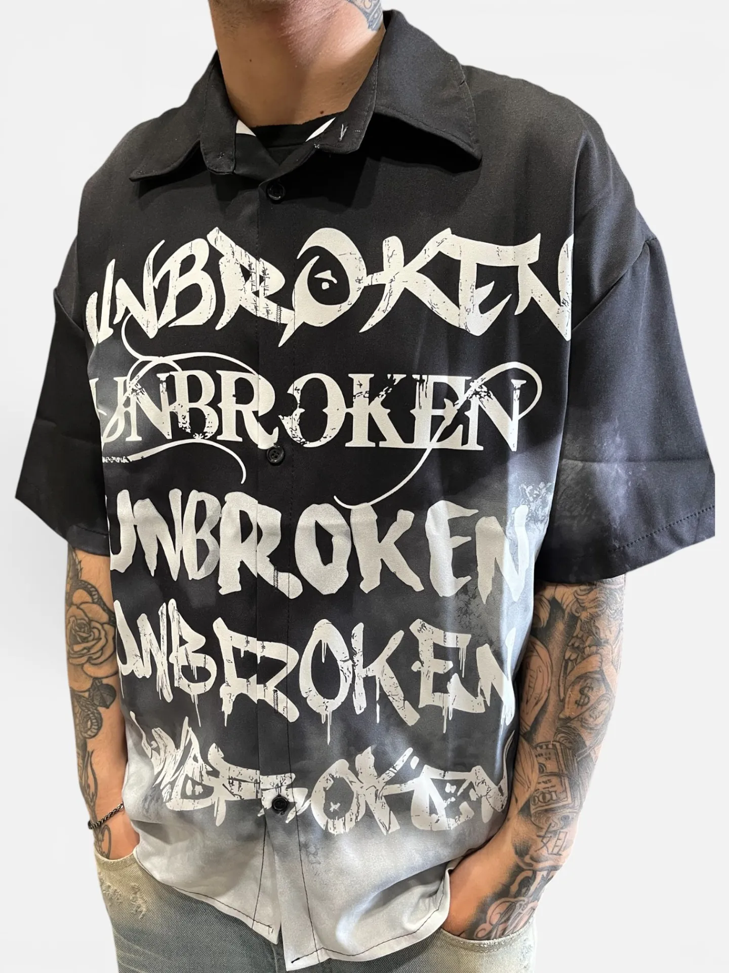 Camicia "Unbroken" Noir Grunge - Thumb 1