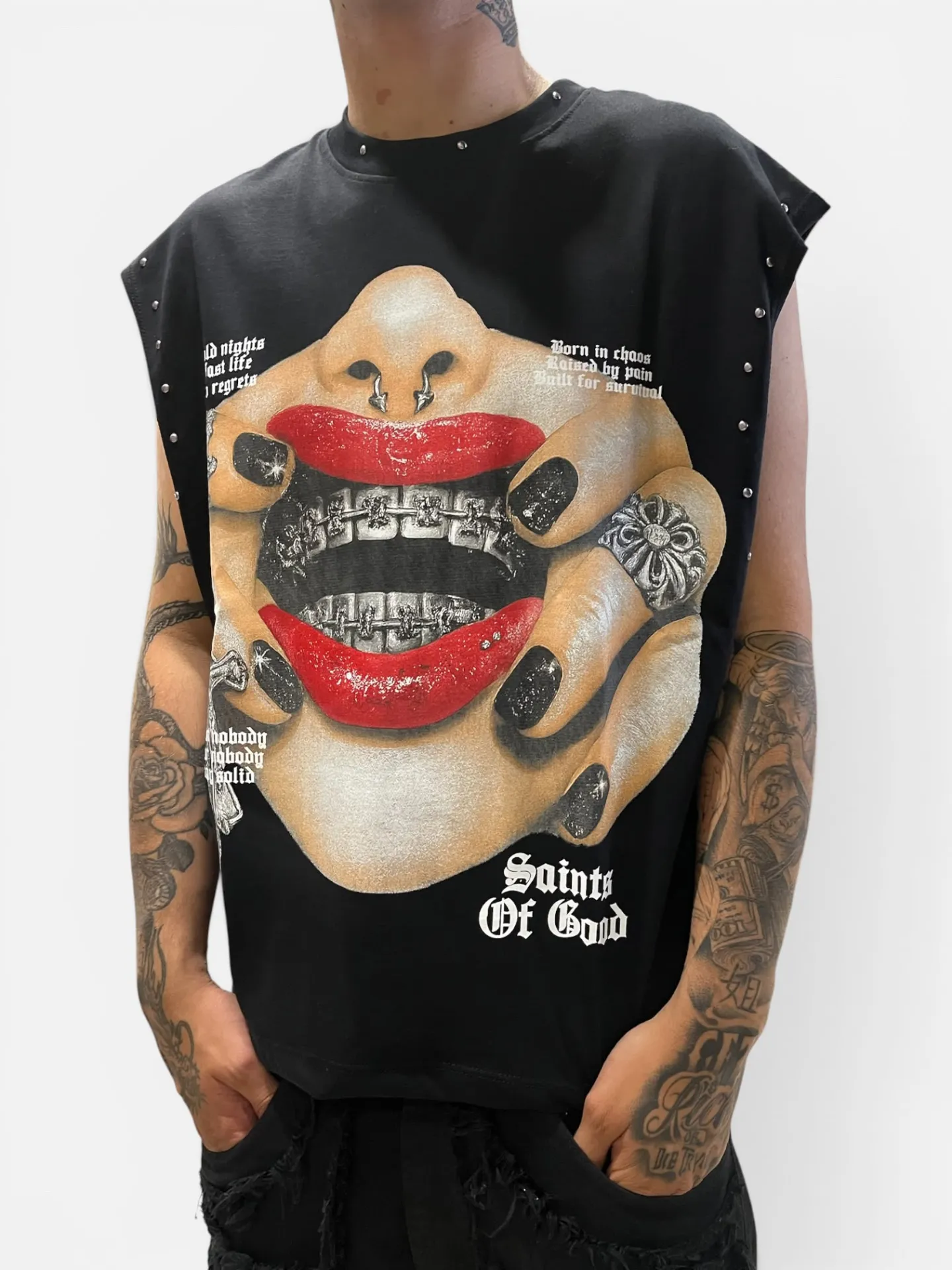 Canotta Streetwear "Saints Of Good" - Nero