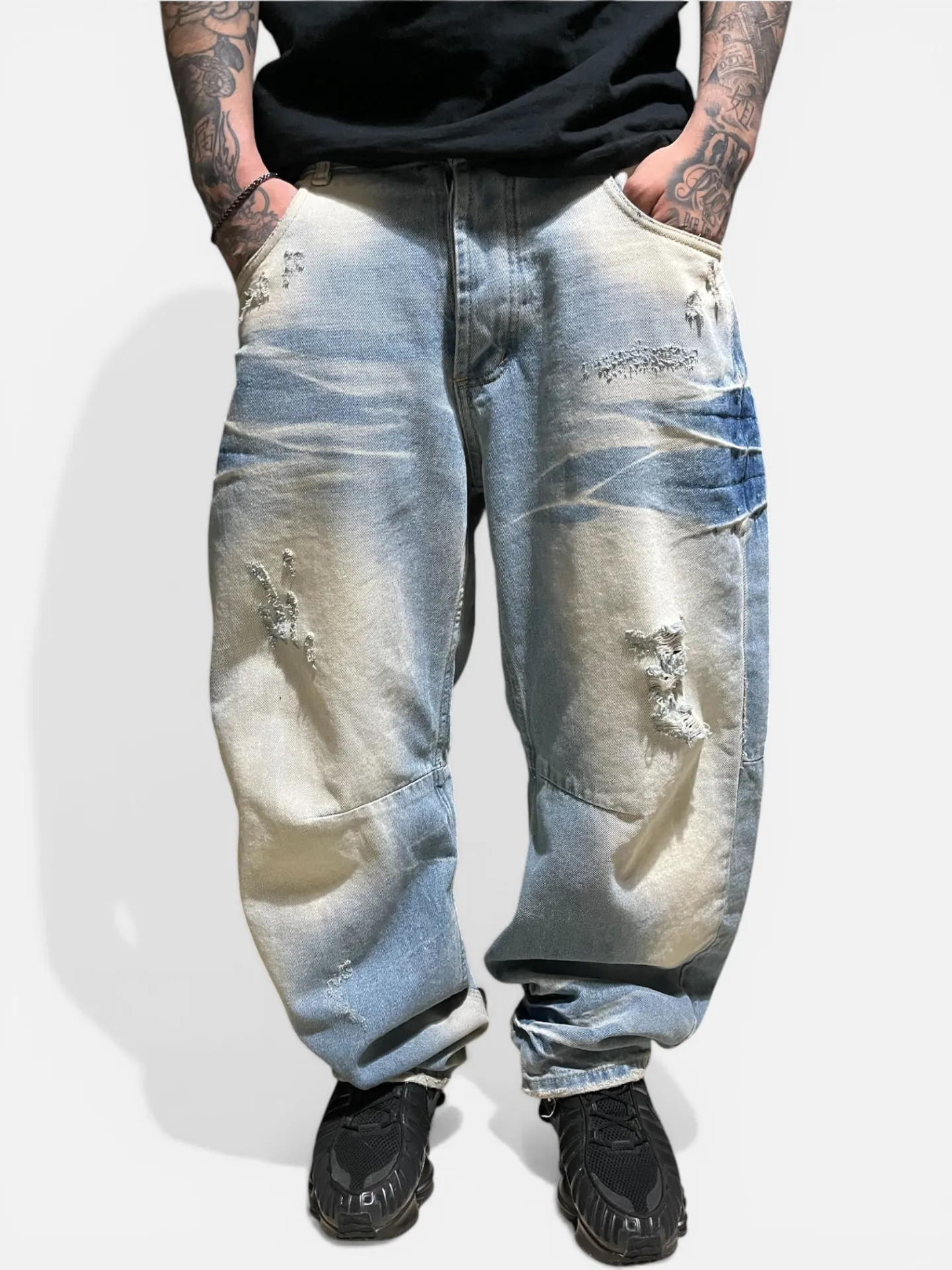 jeans "baggy" lavaggio chiarp - Thumb 2