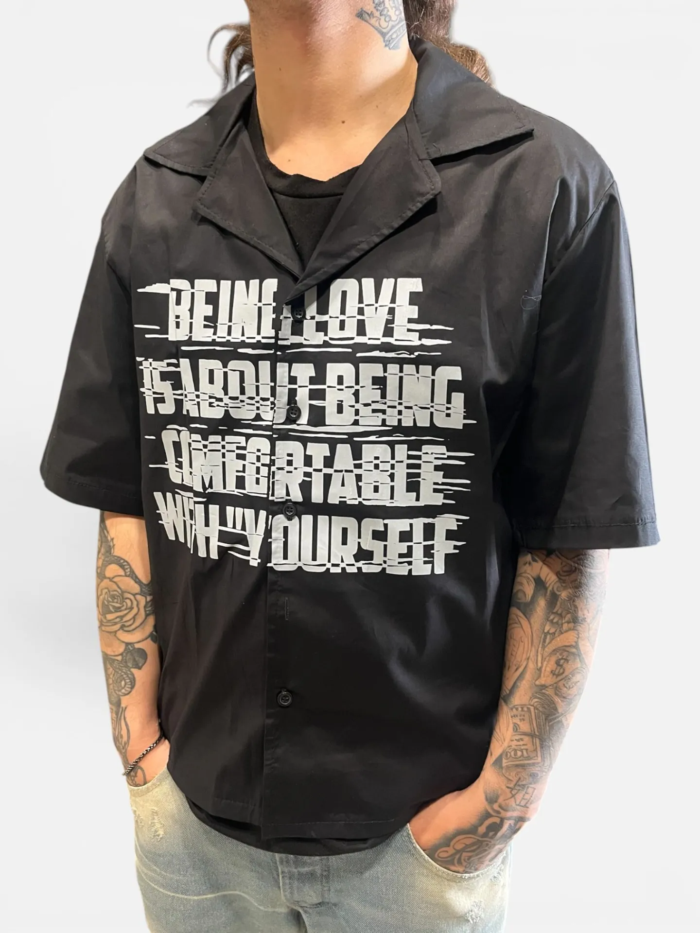 Camicia "Self Love" Glitch Black - Thumb 1